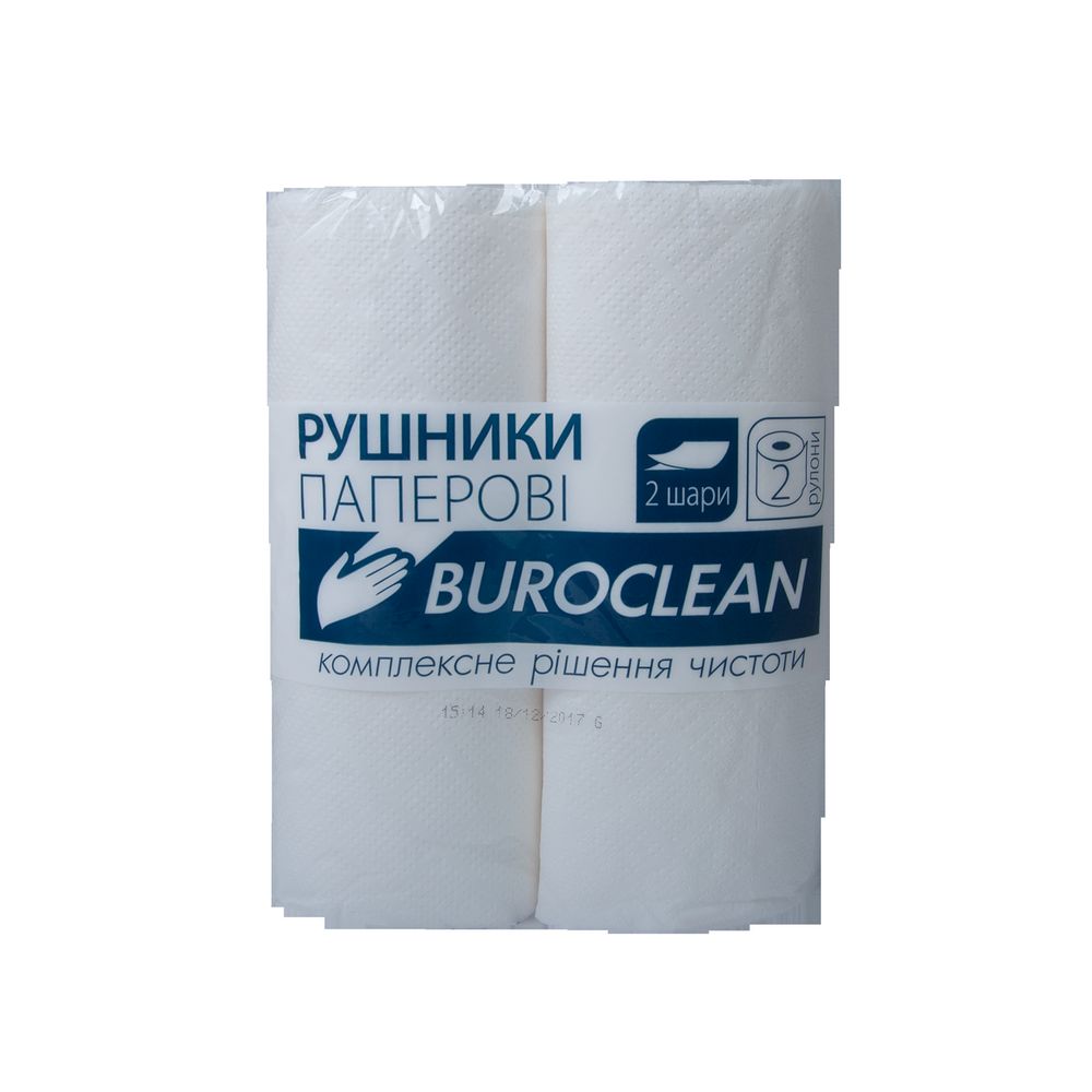 Рушники целюлозні Buroclean, 2 рулони, білі, (10100400)